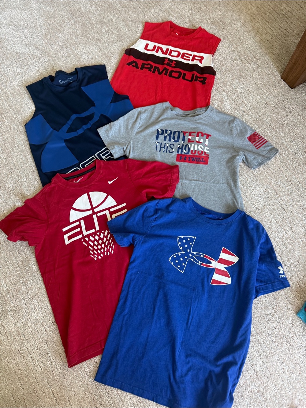 Under Armour Kids Blue Graphic Tee with American Flag Logo